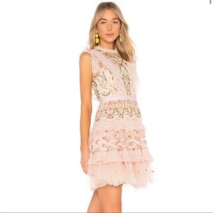 Needle and Thread Lattice Rose embroidered mini dress